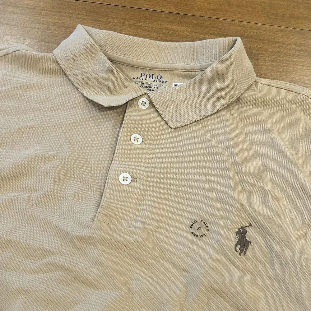 Polo Ralph Lauren Polo Shirt Mens XL Beige Classic Fit Stretch Mesh Pony NWT